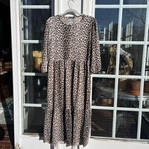 Zara Snow Leopard Midi Dress